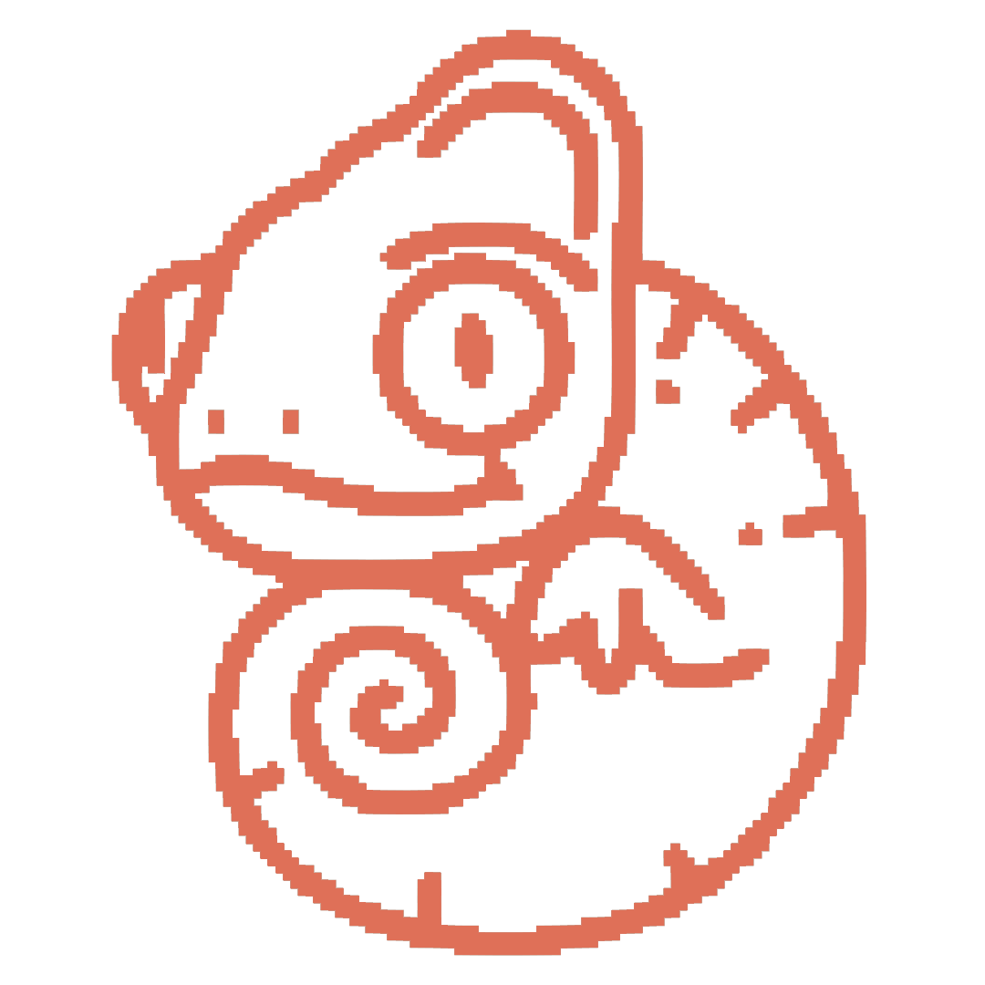 Ilustração de um camaleão laranja