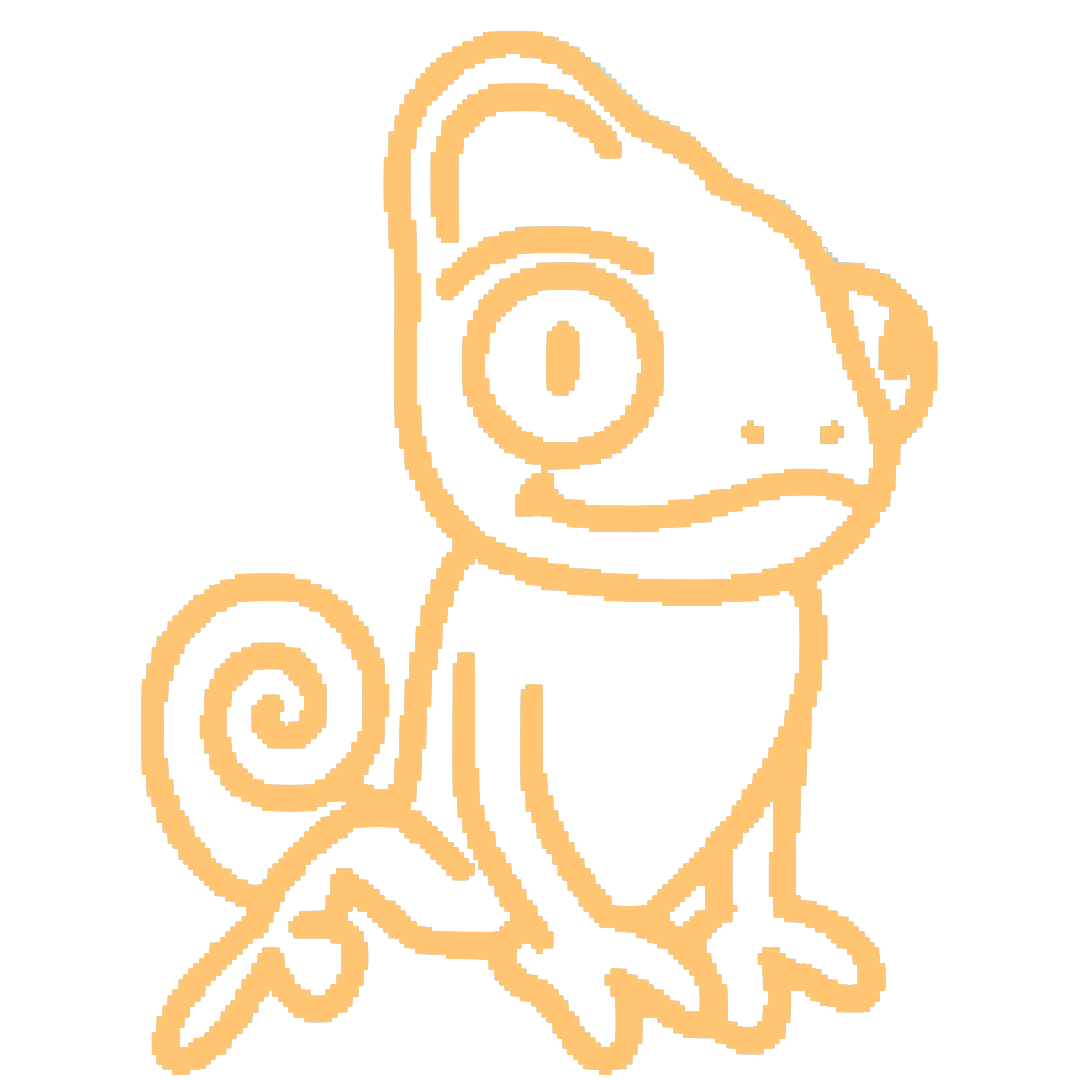 Ilustração de um camaleão laranja pastel